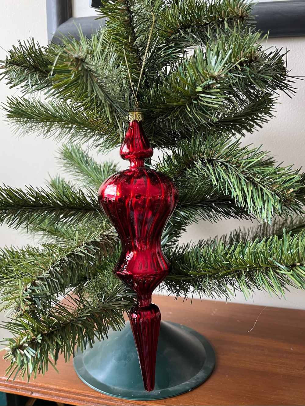 Elegant Red Glass Drop Christmas Ornament